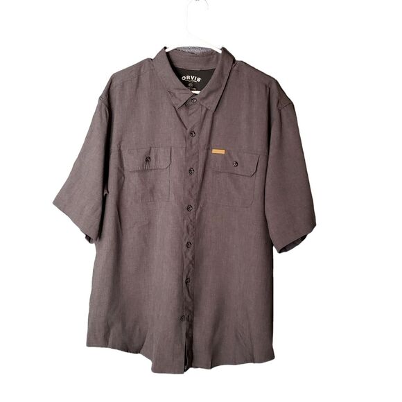 Orvis Dark Gray 2 pocket Short Sleeve Finshing button Down Shirt Size XXL - Picture 4 of 11